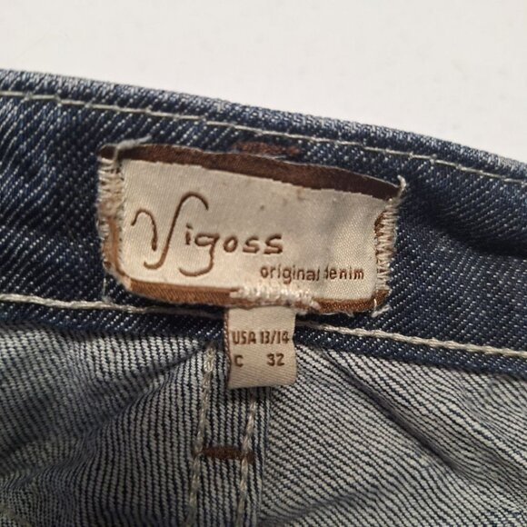 Vigoss Denim Jean Pants Rolled Cuff Womens 13 14 Slim Cut Pockets Dark Wash Blue - Picture 3 of 10